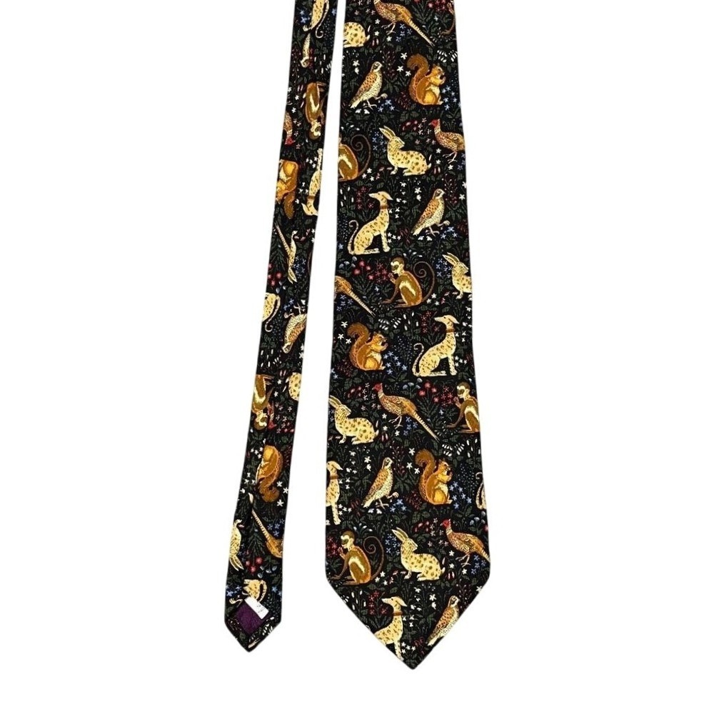Paul Fredrick Tie Mens Italian Silk Made In USA Wildlife Print Premium‎ Vintage